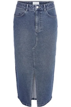 Noisy May Falda Noos Kath Midi Skirt - Medium Blue Denim para mujer