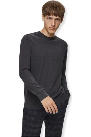 SELECTED Jersey Noos Berg Crew Knit - Antracit Melange para hombre