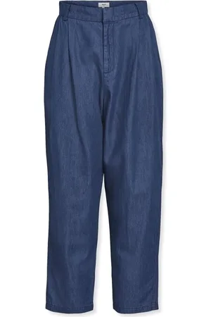 Object Pantalones Joanna Trousers - Medium Blue Denim para mujer