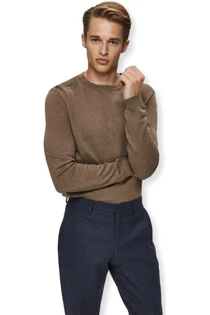 SELECTED Jersey Noos Berg Crew Knit - Teak para hombre