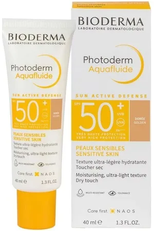 Bioderma Protección solar Photoderm Aquafluide Spf50+ dorado para mujer