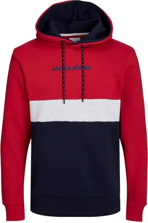 JACK & JONES Jersey 12236900 JJEREID BLOCKING SWEAT HOOD NOOS PLS TANGO RED para hombre