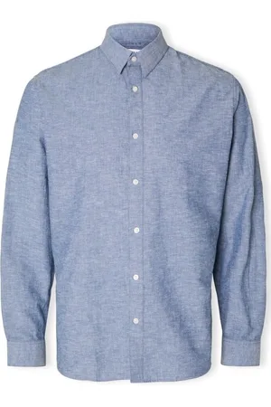 SELECTED Camisa manga larga Noos Slimnew-linen Shirt L/S - Medium Blue Denim para hombre