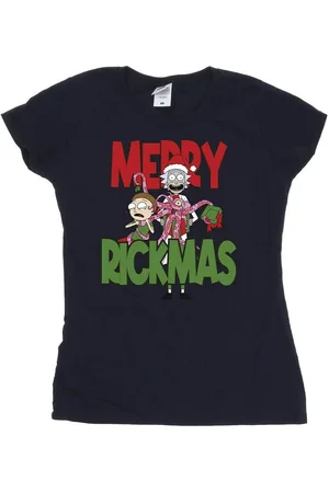 Rick and Morty Camiseta manga larga Merry Rickmas para mujer