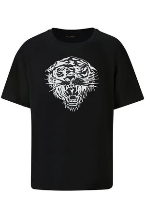 ED HARDY Tops y Camisetas Tiger glow tape crop tank top black para hombre
