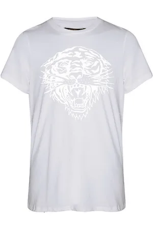 ED HARDY Tops y Camisetas Tiger glow tape crop tank top white para hombre