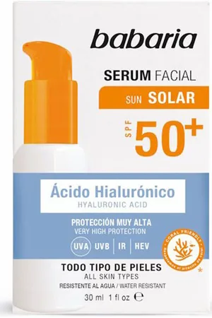 Babaria Protección solar Solar Acido Hialurónico Serum Facial Spf50+ para mujer