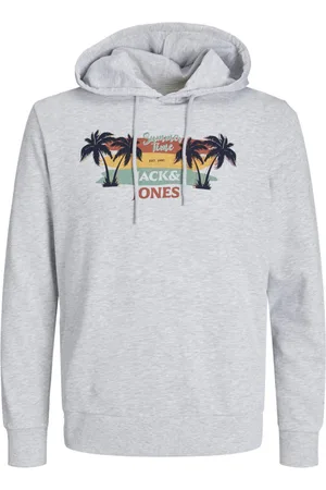 JACK & JONES Jersey 12249267 JJSUMMER VIBE SWEAT HOOD WHITE MELANGE para hombre