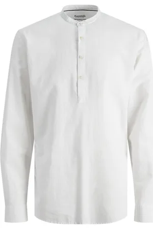 JACK & JONES Camisa manga larga 12248410 JJESUMMER TUNIC LINEN BLEND SHIRT LS SN WHITE para hombre
