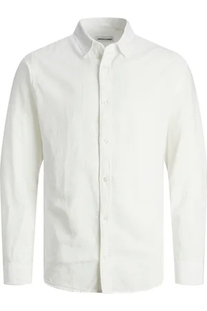 JACK & JONES Camisa manga larga 12248936 JJELINEN BLEND SHIRT LS SN JNR WHITE para niño