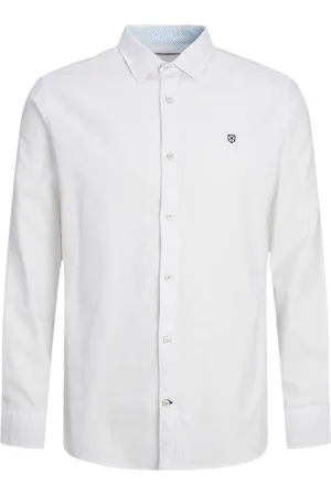 JACK & JONES Camisa manga larga 12252742 JPRBLAMARSEILLE DETAIL SHIRT L/S SMU WHITE para hombre