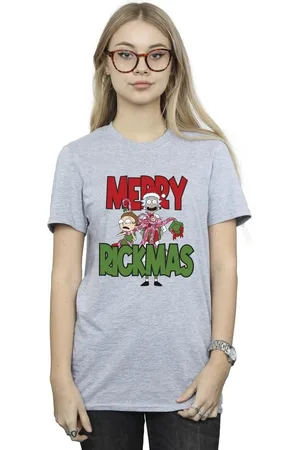 Rick and Morty Camiseta manga larga Merry Rickmas para mujer