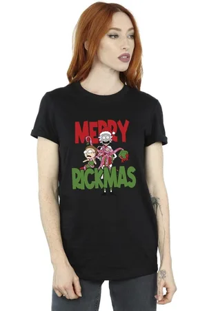 Rick and Morty Camiseta manga larga Merry Rickmas para mujer