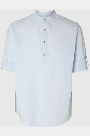 SELECTED Camisa manga larga 16092977 LINEN TUNIC-SKY CAPTAIN para hombre