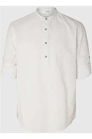 SELECTED Camisa manga larga 16092977 LINEN TUNIC-BRIGHT WHITE para hombre