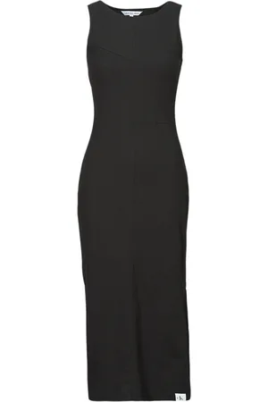 Calvin Klein Vestido largo SEAMING LONG RIB DRESS para mujer