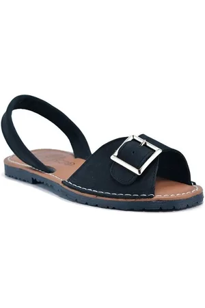 Avarcas Cortuño Sandalias C.Ortuño|Menorquinas piel negras con hebilla|Mujer para mujer