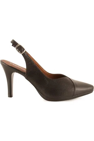 Chamby Zapatos de tacón Salones Destalonados de piel negros con tacón para mujer