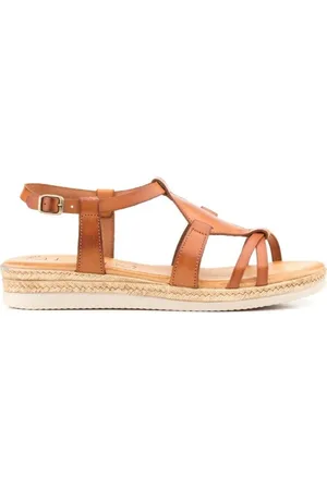 Cbp - Conbuenpie Sandalias Sandalias planas de piel marrones by CBP para mujer