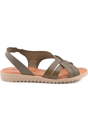 Blusandal Sandalias Sandalias de mujer verdes planas de piel by para mujer