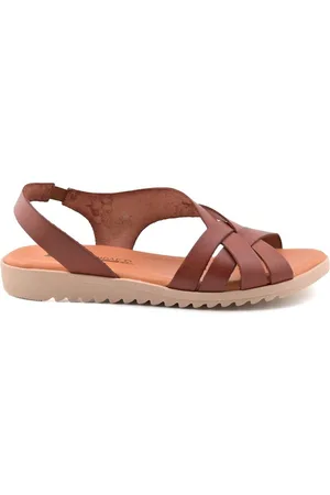 Blusandal Sandalias Sandalias de mujer marrones planas de piel by para mujer