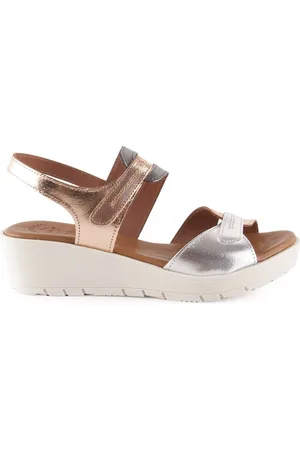 Pie De Angel Sandalias Sandalias metalizadas de piel con cuña by para mujer