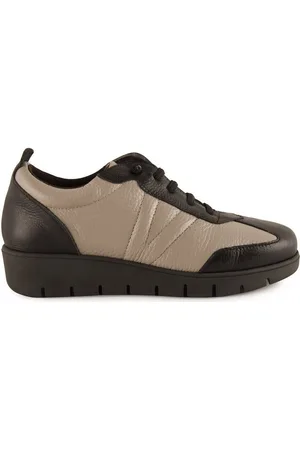 Chamby Zapatos | Zapatillas piel casual negras y beige | Mujer para mujer