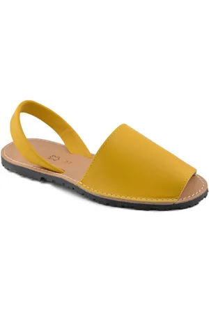 Cbp - Conbuenpie Sandalias Cbp | Abarcas menorquinas piel amarillas | Mujer para mujer