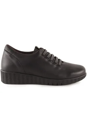 Chamby Zapatos | Zapatos piel casual negros con cuña | Mujer para mujer