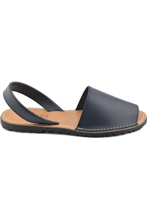 Cbp - Conbuenpie Sandalias Cbp | Abarcas Menorquinas planas piel azul | CBP para mujer
