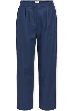 Object Pantalones Wella Trousers - Dark Denim para mujer