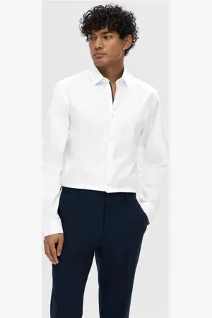 SELECTED Camisa manga larga 16058640 NEW MARK-BRIGHT WHITE para hombre