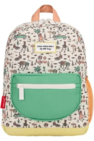 Hello Hossy Mochila Jungly Kids Backpack - Beige/Vert Opaline para niño
