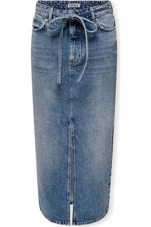 ONLY Falda Gianna Belted Skirt - Medium Blue Denim para mujer