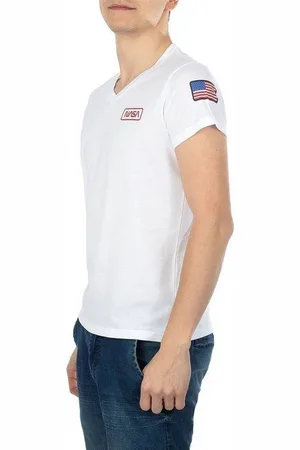Nasa Tops y Camisetas BASIC FLAG V NECK para hombre