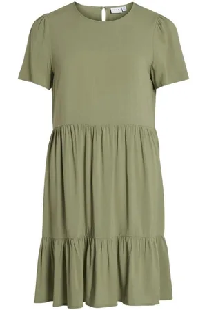 VILA Vestidos 14067408-Oil Green para mujer