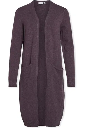 VILA Abrigo Noos Ril Long Cardigan - Plum Perfect para mujer