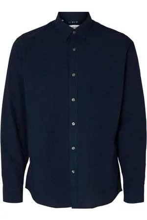 SELECTED Camisa manga larga 16079056 LINEN SHIRT-SKY CAPTAIN para hombre