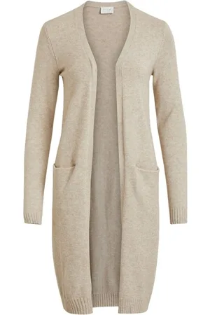 VILA Abrigo Noos Ril Long Cardigan - Natural Melange para mujer
