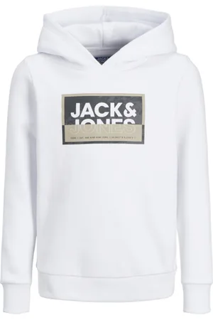 JACK & JONES Jersey 12254120 JCOLOGAN SS24 PRINT SWEAT HOOD SN JNR WHITE para niño