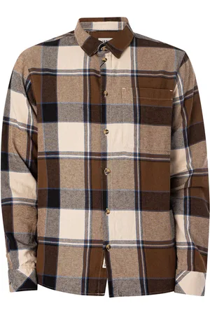 Solid Camisa manga larga Camisa de cuadros Holger para hombre