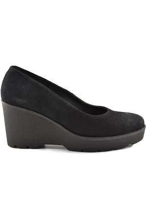 CASUAL Zapatos de tacón Zapatos negros de piel con cuña by para mujer