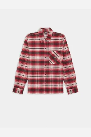 Dickies Camisa manga larga Camisa Forest Check Camisa Roja/Ocre para hombre
