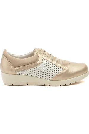 Cbp - Conbuenpie Zapatos Cbp | Zapatillas piel casual platino y blanco | Mujer para mujer