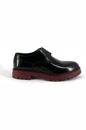 Duca Di Morrone Zapatos Bajos Italo - Leather Black/Burgundy para hombre