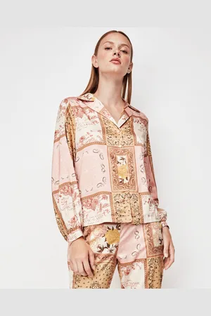 GISELA Vestido Camisa estampada de satén para mujer