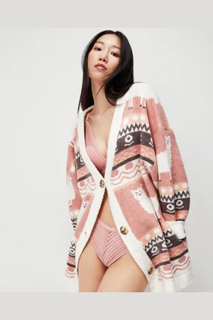 GISELA Chaquetas Chaqueta estampada tejido punto tricot para mujer