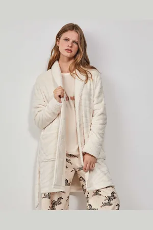 GISELA Pijama Bata larga de tejido peluche, suave y acogedora pa para mujer