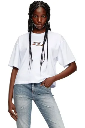 Diesel Tops y Camisetas A15096 0NIAX - T-BUXT-CROP-100 WHITE para mujer