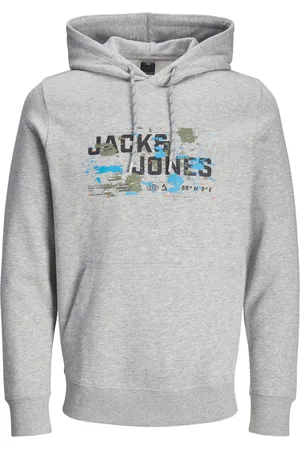 JACK & JONES Jersey 12261670 JCOOUTDOOR LOGO SWEAT HOOD SN LIGHT GREY para hombre